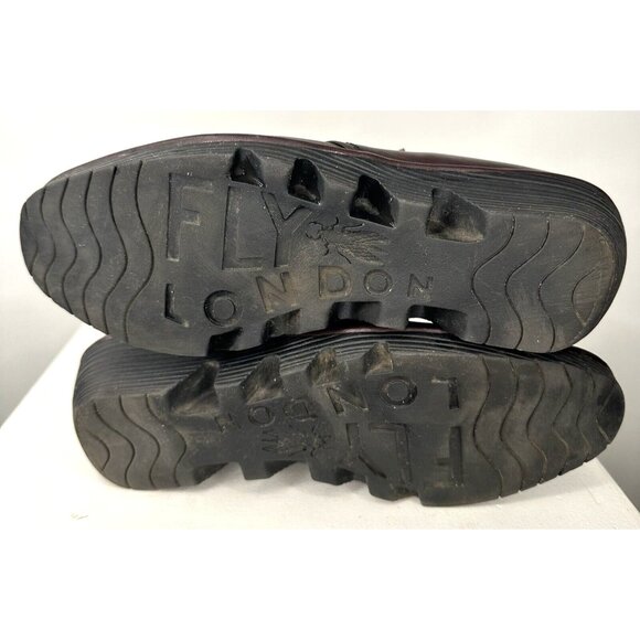 Fly London Womens Boots Leather Ankle Wedge Heel Lace-Up Burgundy 39 US 8-8.5 - Picture 8 of 13